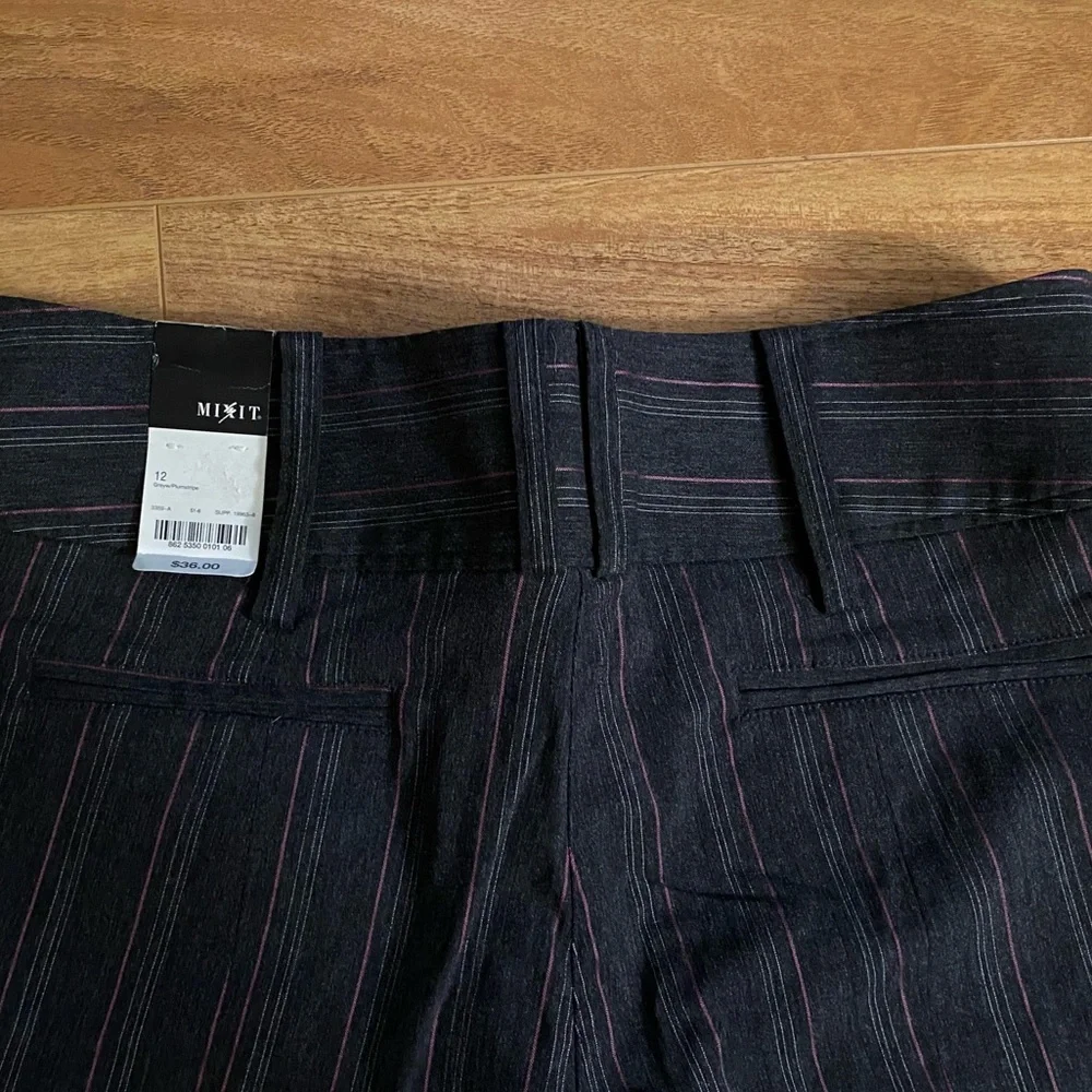 Mix-It Grey & Pink Pinstripe Trousers - Picture 4 of 10